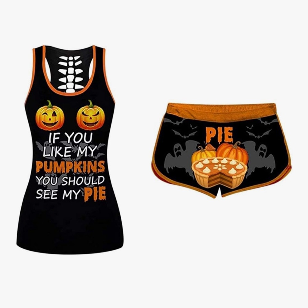 Halloween Pumpkin Print Sleepwear Set - NWOT